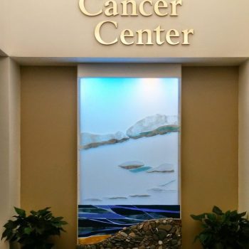 48” x 120”<br>
Fused glass, NH stones, recycled plastic, LED<br>
Wentworth-Douglass
Hospital Dover, NH<br>
Artist: Caroline Parent