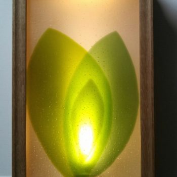 11 - 9" x 12"<br>
Fused glass, LED custom luminaries<br>
Northwestern Medical Center<br>
St. Albans, VT<br>
Artist: Caroline Parent
