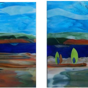 4 - 18”x 18” panels<br>
Fused glass<br>
Executive conference room<br>
Boston Children’s Hospital,
Boston, MA<br>
Artist: Caroline Parent