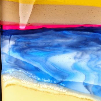 12"x20"<br>Fused glass, illuminated backlit shown here<br>Artist: Caroline Parent, April 2021