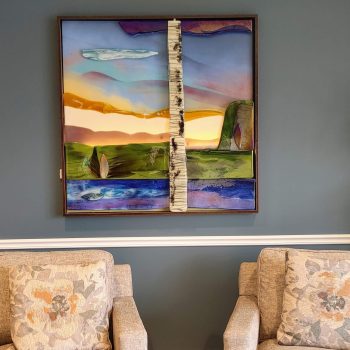 48"x48" luminous art<br>
Installed in apartment building lobby Pointe Place, Dover, NH